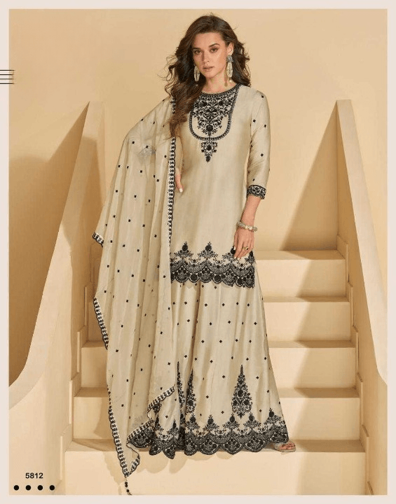 Chinon Silk Kurti With Palazzo - MYLUXURY LANE ENTERPRISE